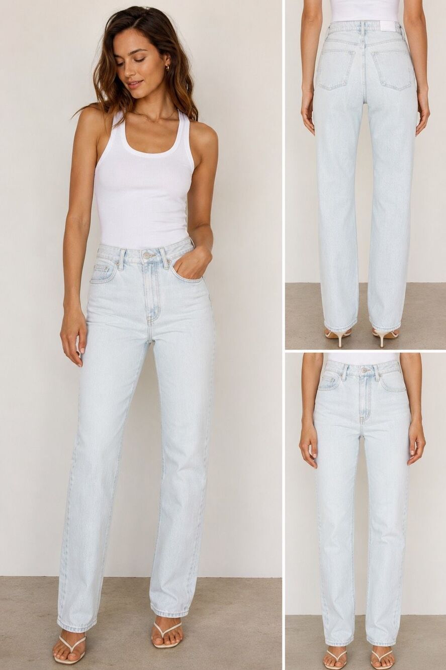 WeWoreWhat The Icon Jean Size 28 Icy Light Wash High Rise Straight Leg NEW #1600